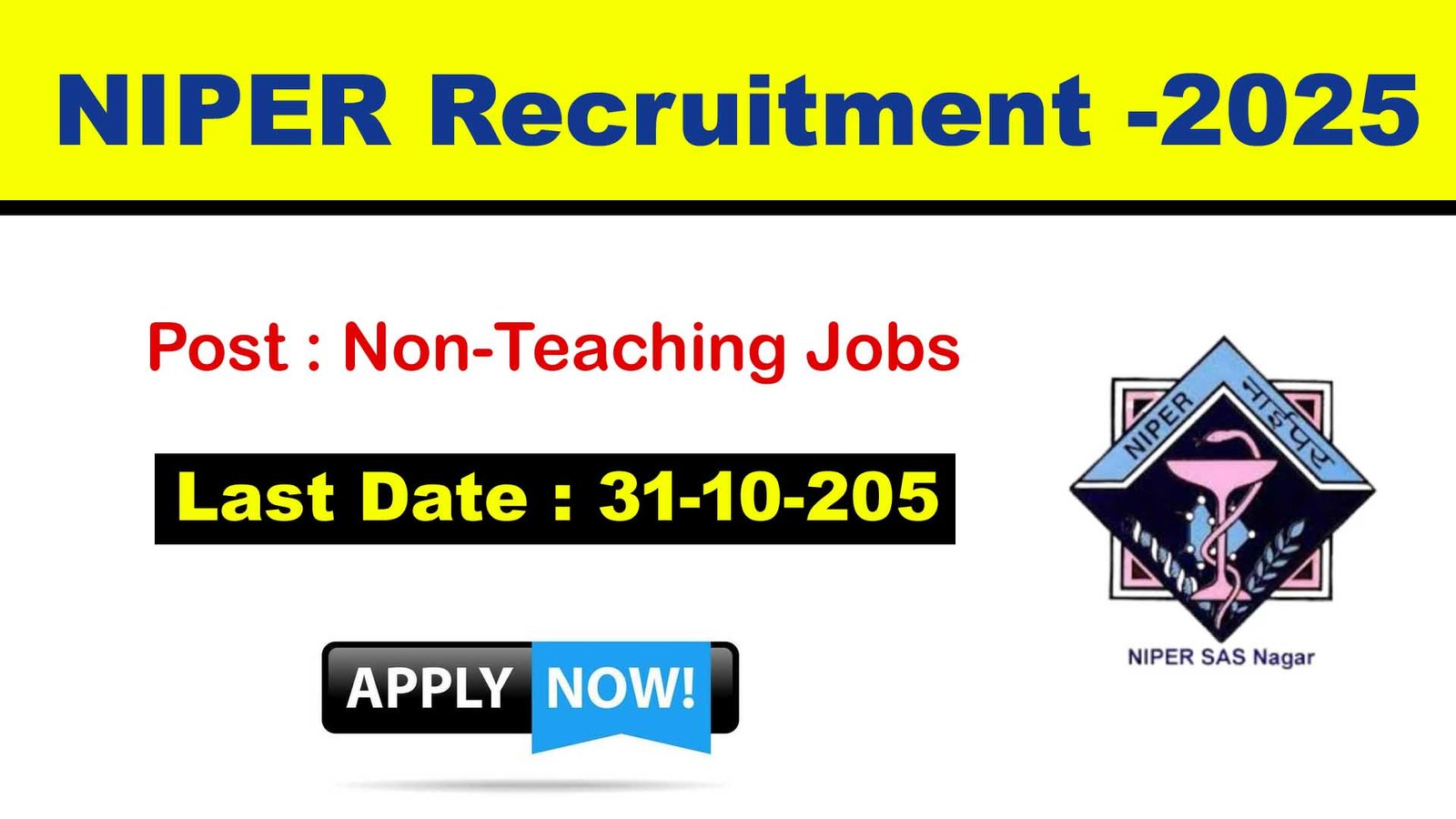 NIPER Raebareli Non-Teaching Jobs 2025