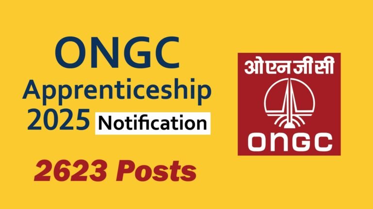Ongc Post ONGC Apprenticeship 2025 Notification – 2623 Trade Wise Posts | Apply ...