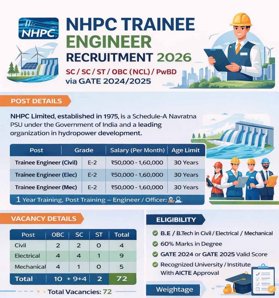 NHPC Trainee Engineer Recruitment 2026