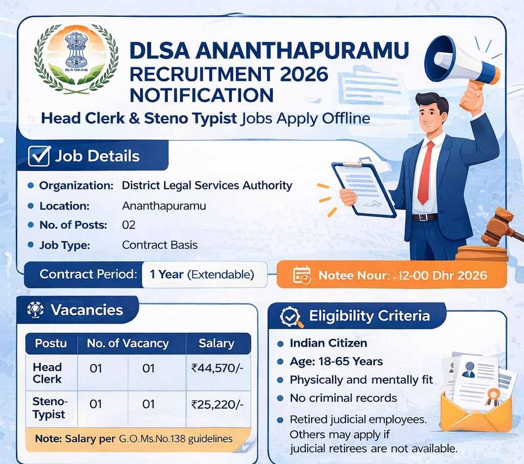 DLSA Ananthapuramu Recruitment 2026