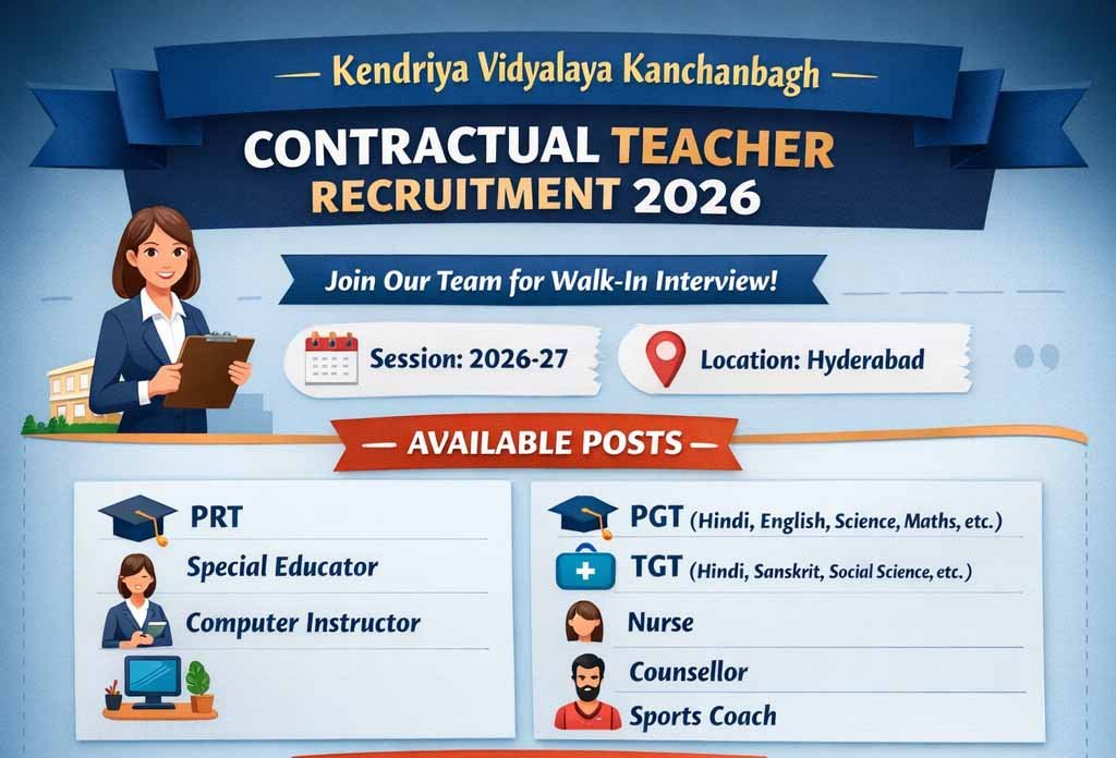 Kendriya Vidyalaya Kanchanbagh Contractual Teacher Recruitment 2026