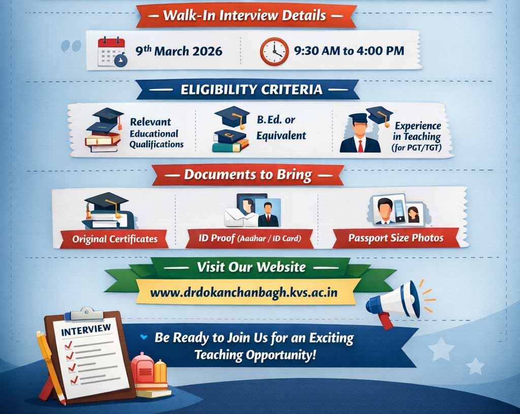 Kendriya Vidyalaya Kanchanbagh Contractual Teacher Recruitment