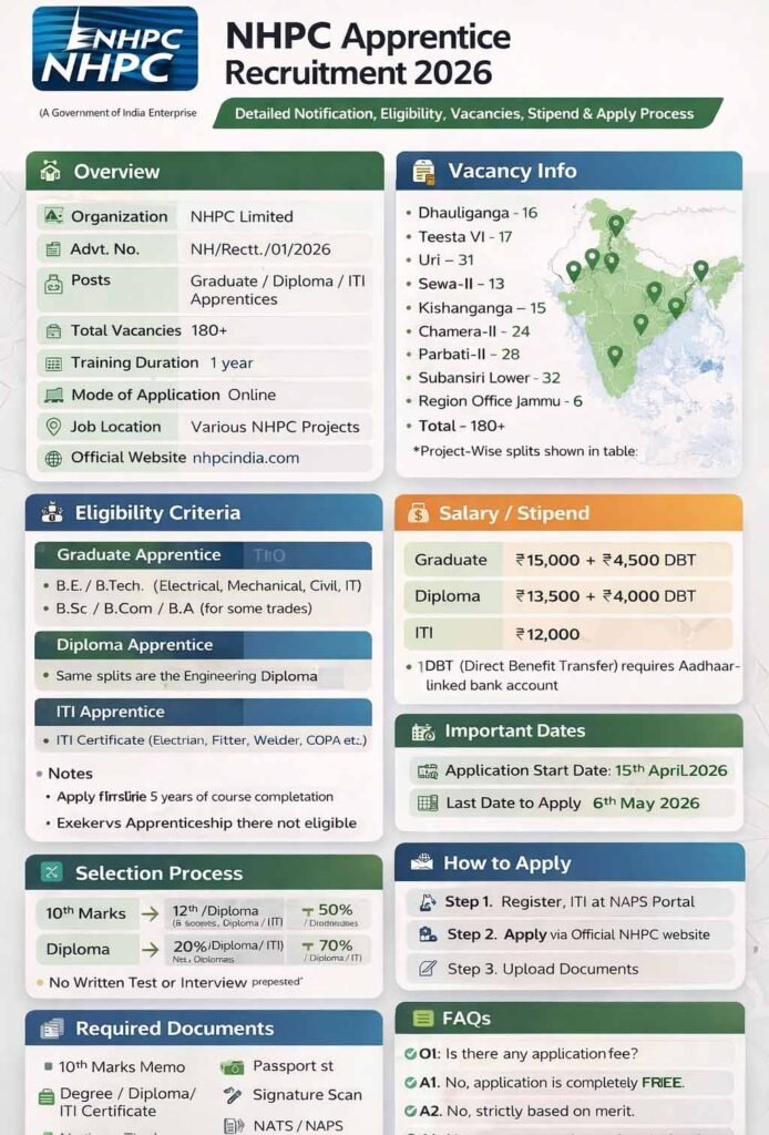 NHPC Apprentice Recruitment 2026 – Complete Detailed Notification