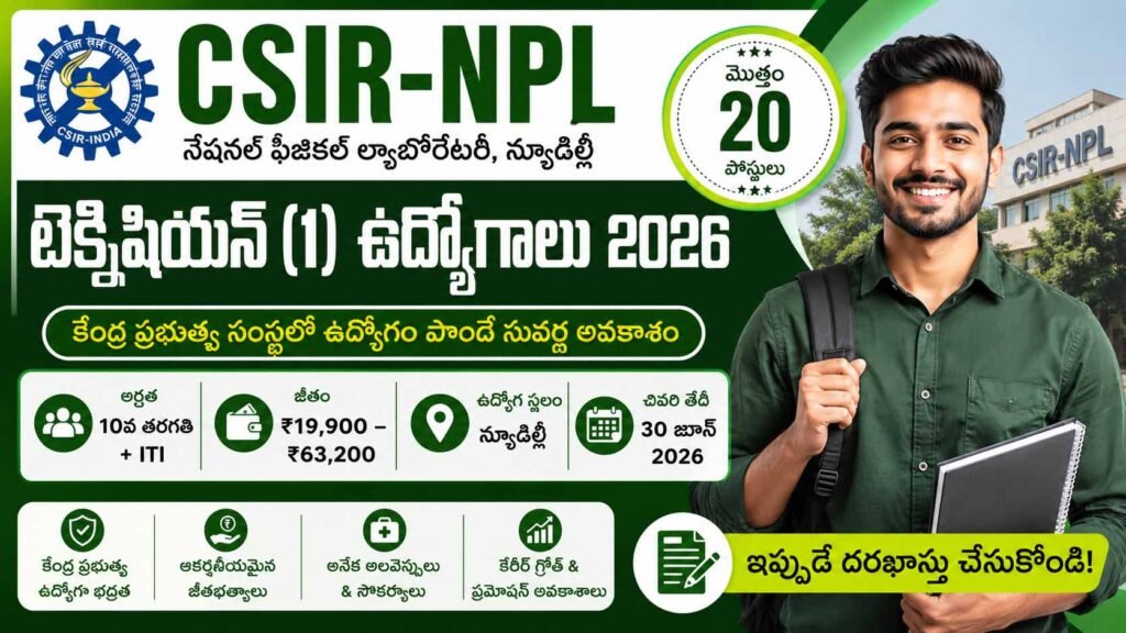 CSIR NPL Technician Recruitment 2026