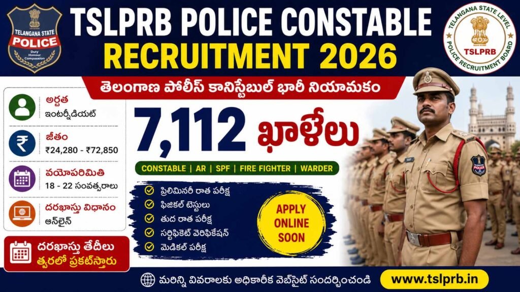 TSLPRB Police Constable Recruitment 2026 Notification