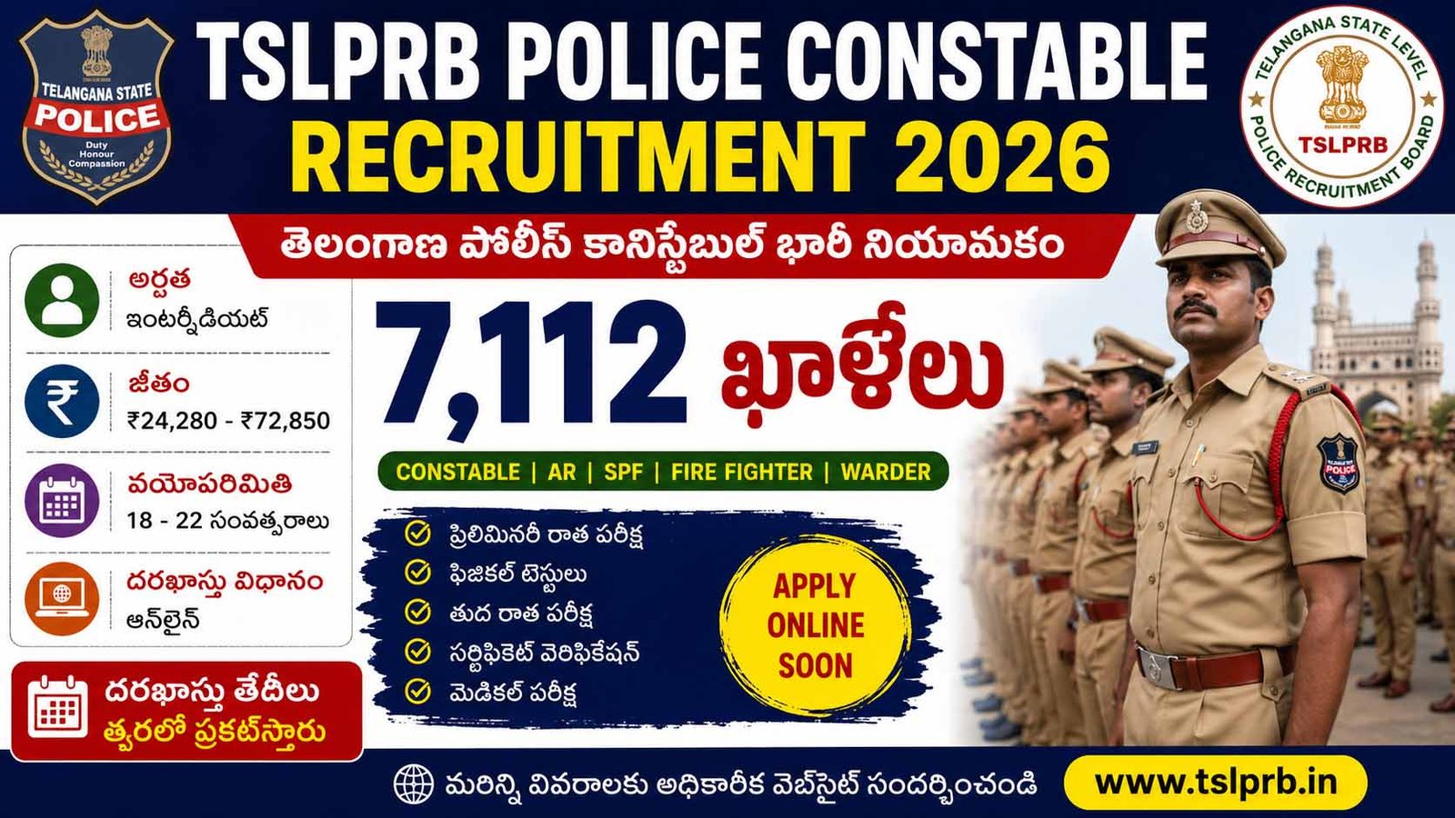 TSLPRB Police Constable Recruitment 2026 Notification