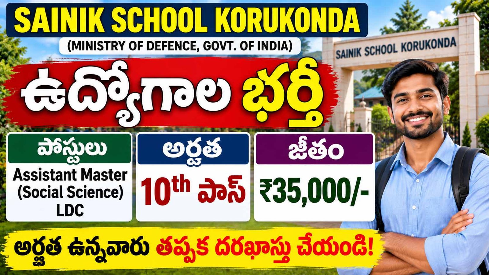 Sainik School Korukonda Recruitment
